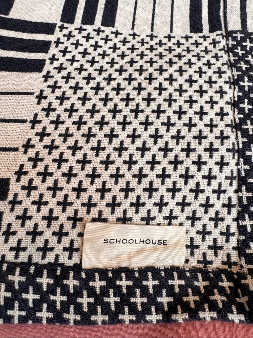 Schoolhouse Black & Cream Geometric Cross-Pattern Throw